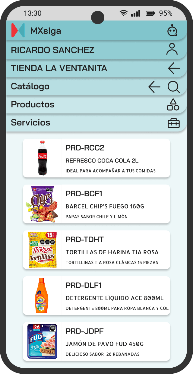 Vista previa de la aplicación móvil MXsiga